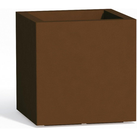 Vaso moderno di design 40x40 H40 in polimero marrone resistente per interno ed esterno - Made in Italy - Monacis