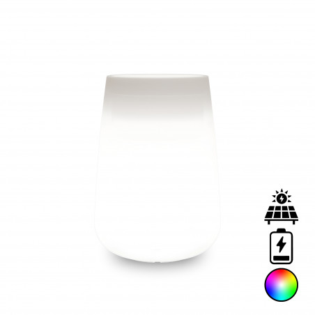 Vaso luminoso alto moderno di design Ø43 H75 in polimero resistente con LED multicolor con batteria e solare per interno ed esterno - Made in Italy - Monacis