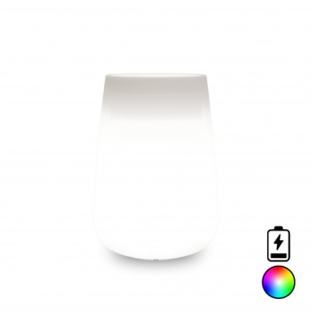 Vaso luminoso alto moderno di design Ø43 H75 in polimero resistente con LED multicolor con batteria per interno ed esterno - Made in Italy - Monacis