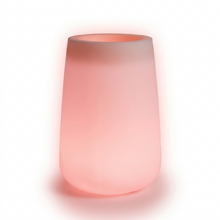 Vaso luminoso alto moderno di design Ø43 H75 in polimero resistente con LED rosso per interno ed esterno - Made in Italy - Monacis