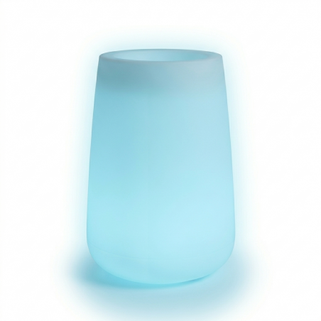 Vaso luminoso alto moderno di design Ø43 H75 in polimero resistente con LED blu per interno ed esterno - Made in Italy - Monacis