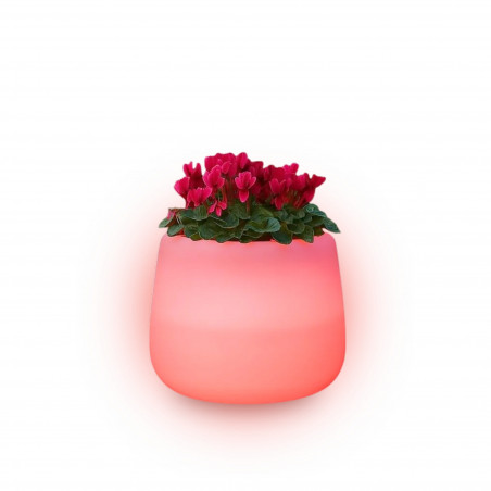 Vaso luminoso moderno di design Ø53 H55 in polimero resistente con LED rosso per interno ed esterno - Made in Italy - Monacis