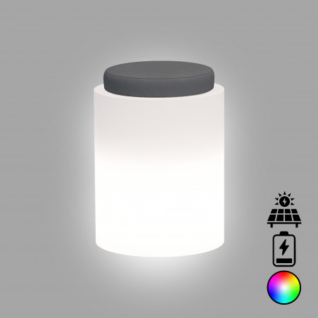 Pouf luminoso moderno di design Ø40 H54 in polimero resistente con LED multicolor per interno ed esterno - Made in Italy - Monacis