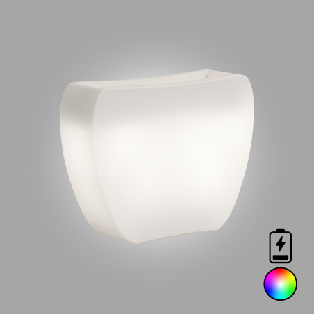 Vaso luminoso moderno di design 100x31 H80 in polimero resistente con LED multicolor con batteria per interno ed esterno - Made in Italy - Monacis