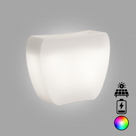 Vaso luminoso moderno di design 100x31 H80 in polimero resistente con LED multicolor con batteria e solare per interno ed esterno - Made in Italy - Monacis