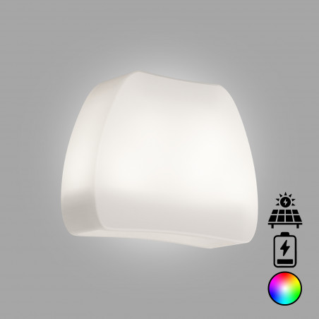 Vaso luminoso moderno di design 57x31 H80 in polimero resistente con LED multicolor con batteria e solare per interno ed esterno - Made in Italy - Monacis