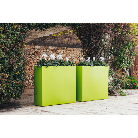 Vaso Fioriera alta moderna di design 90x30 H80 in polimero verde resistente per interno ed esterno - Made in Italy - Monacis