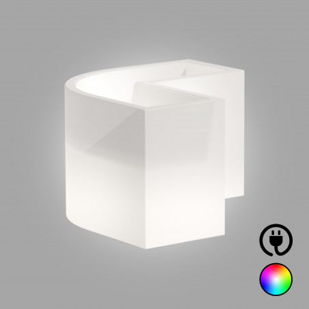 Vaso Fioriera luminosa angolare moderna di design 160x35 H50 in polimero resistente con LED multicolor per interno ed esterno - Made in Italy - Monacis
