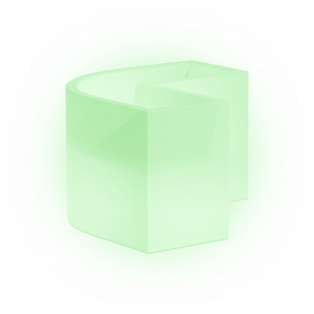 Vaso Fioriera luminosa angolare moderna di design 160x35 H50 in polimero resistente con LED verde per interno ed esterno - Made in Italy - Monacis