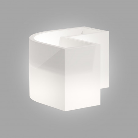 Vaso Fioriera luminosa angolare moderna di design 160x35 H50 in polimero resistente con LED bianco per interno ed esterno - Made in Italy - Monacis