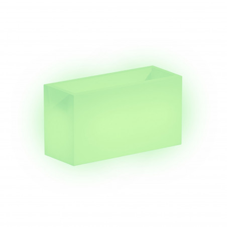 Vaso Fioriera luminosa moderna di design 80x35 H50 in polimero resistente con LED verde per interno ed esterno - Made in Italy - Monacis