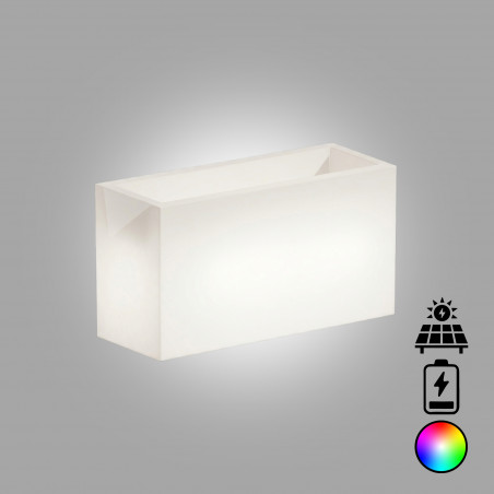 Vaso Fioriera luminosa moderna di design 80x35 H50 in polimero resistente con LED multicolor con bateria e solare per interno ed esterno - Made in Italy - Monacis