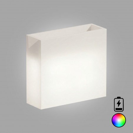Vaso Fioriera luminosa alta moderna di design 90x30 H80 in polimero resistente con LED multicolor con bateria per interno ed esterno - Made in Italy - Monacis