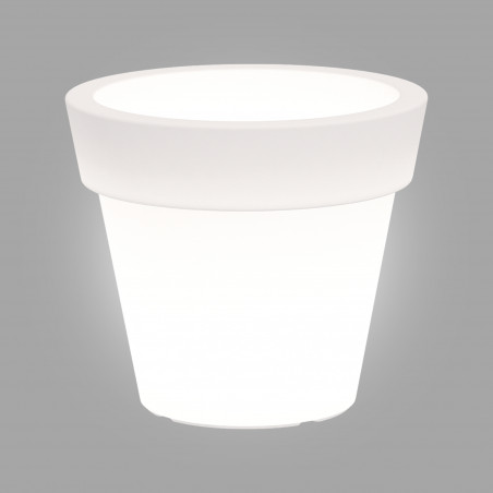 Vaso luminoso moderno di design Ø110 H95 in polimero resistente con LED bianco per interno ed esterno - Made in Italy - Monacis