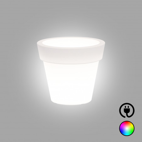 Vaso luminoso moderno di design Ø50 H44 in polimero resistente con LED multicolor per interno ed esterno - Made in Italy - Monacis