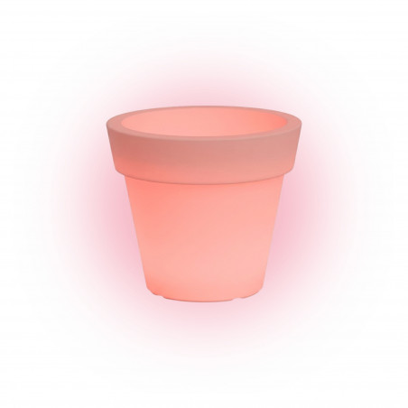 Vaso luminoso moderno di design Ø50 H44 in polimero resistente con LED rosso per interno ed esterno - Made in Italy - Monacis