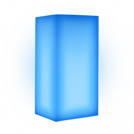 Lanterna d’arredo luminosa moderna di design 40x40 H80 in polimero LED blu resistente per interno ed esterno - Made in Italy - Monacis
