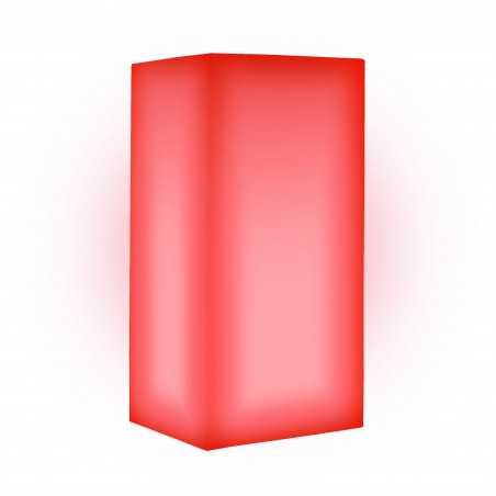 Lanterna d’arredo luminosa moderna di design 40x40 H80 in polimero LED rosso resistente per interno ed esterno - Made in Italy - Monacis