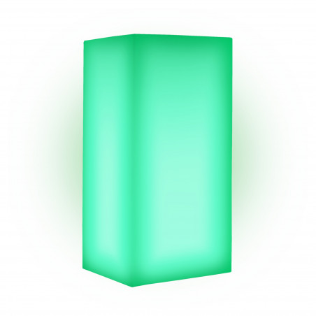 Lanterna d’arredo luminosa moderna di design 40x40 H80 in polimero LED verde resistente per interno ed esterno - Made in Italy - Monacis