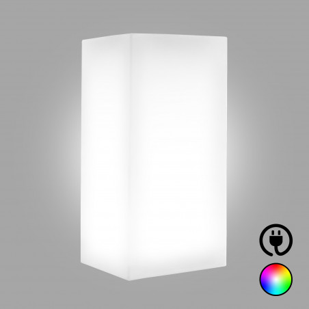 Lanterna d’arredo luminosa moderna di design 40x40 H80 in polimero LED multicolor resistente per interno ed esterno - Made in Italy - Monacis