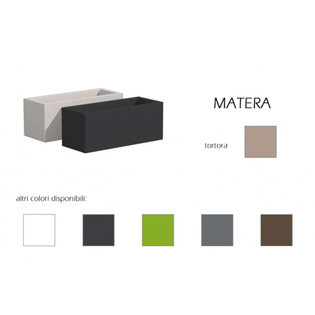 Vaso Fioriera moderna di design 100x40 H40 in polimero tortora resistente per interno ed esterno - Made in Italy - Monacis