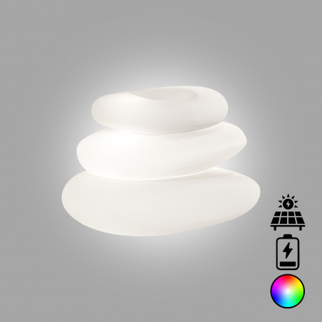 Vaso luminoso moderno di design 75x62 H47 in polimero resistente con LED multicolor con bateria e solare per interno ed esterno - Made in Italy - Monacis