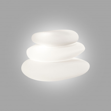 Lanterna pietre decorative luminose d’arredo di design 75x62 H47 in polimero LED bianco resistente per interno ed esterno - Made in Italy - Monacis