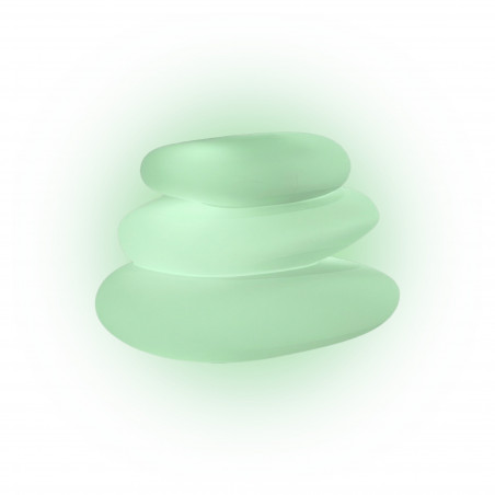 Lanterna pietre decorative luminose d’arredo di design 75x62 H47 in polimero LED verde resistente per interno ed esterno - Made in Italy - Monacis