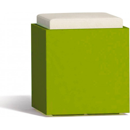 Pouf moderno arredo design 40x40 H47,5 in polimero verde con cuscino per interno ed esterno - Made in Italy - Monacis