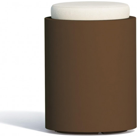 Pouf moderno arredo design Ø40 H54 in polimero marrone con cuscino per interno ed esterno - Made in Italy - Monacis