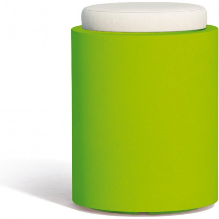 Pouf moderno arredo design Ø40 H54 in polimero verde con cuscino per interno ed esterno - Made in Italy - Monacis