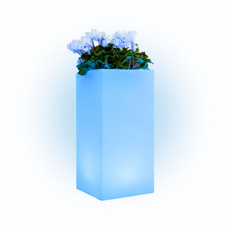 Cube Top Vase Bleu Clair Brillant en Monacis Polymer - Cm 40X40X80 H