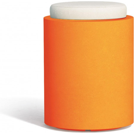 Pouf moderno arredo design Ø40 H54 in polimero arancio con cuscino per interno ed esterno - Made in Italy - Monacis