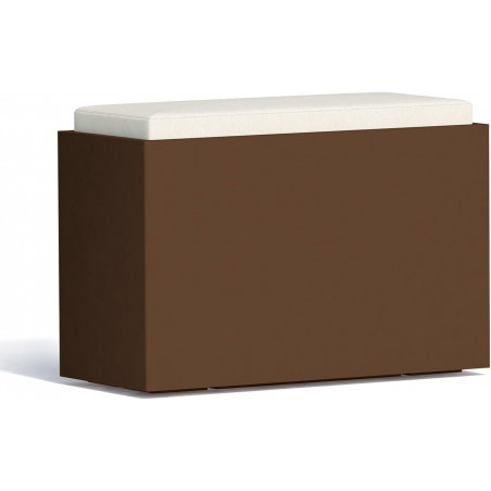 Panchina pouf moderno arredo design 80x35 H5 in polimero marrone con cuscino per interno ed esterno - Made in Italy - Monacis