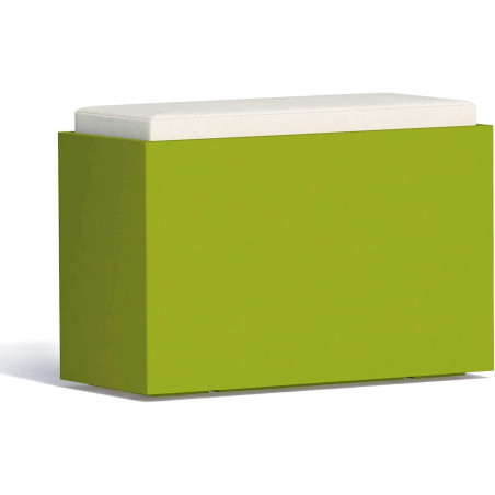 Panchina pouf moderno arredo design 80x35 H5 in polimero verde con cuscino per interno ed esterno - Made in Italy - Monacis