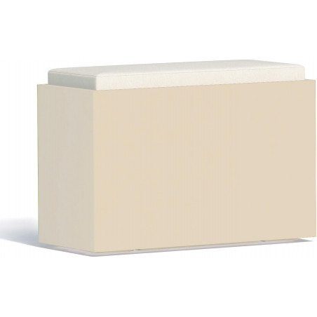 Panchina pouf moderno arredo design 80x35 H5 in polimero bianco con cuscino per interno ed esterno - Made in Italy - Monacis