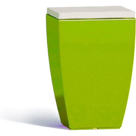 Pouf moderno arredo design 33x33 H55 in polimero verde con cuscino per interno ed esterno - Made in Italy - Monacis