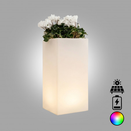 Cube Vase Top Bright Led Multicolor With Battery And Solar In Polymer Monacis - Cm 40X40X80 H