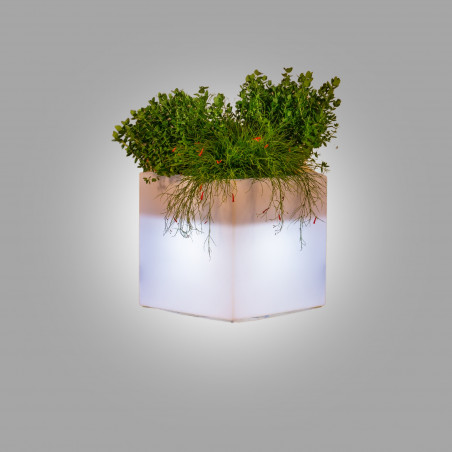 Light Vase in Polymer Monacis Cub Pot Bright cm.40X40X40 Light White