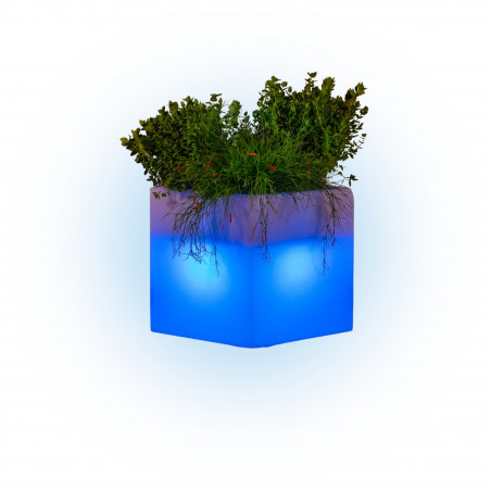 Light Vase in Polymer Monacis Cube Pot Bright cm.40X40X40 Light Blue