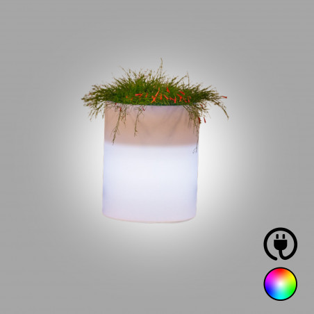 Vaso luminoso moderno di design Ø40 H50 in polimero resistente con LED multicolor per interno ed esterno - Made in Italy - Monacis