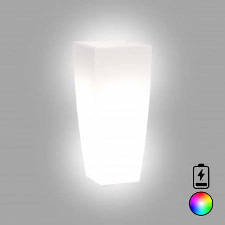 Vase Light in Polymer Monacis Stilo Square Bright - cm 33 X 33 - h 70 cm. Multicolor Led with Battery
