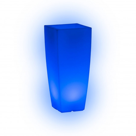 Vaso luminoso moderno di design 33x33 H70 in polimero resistente con LED blu per interno ed esterno - Made in Italy - Monacis