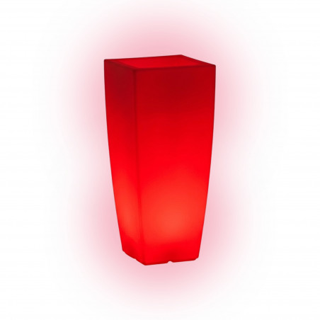 Vaso luminoso moderno di design 33x33 H70 in polimero resistente con LED rosso per interno ed esterno - Made in Italy - Monacis
