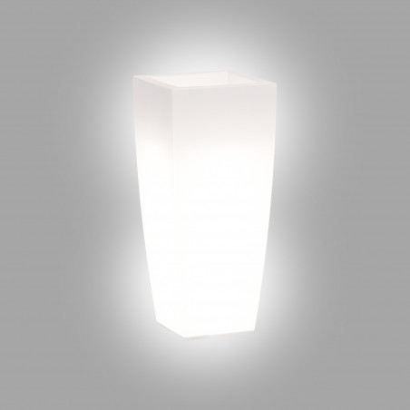 Vaso luminoso moderno di design 33x33 H70 in polimero resistente con LED bianco per interno ed esterno - Made in Italy - Monacis