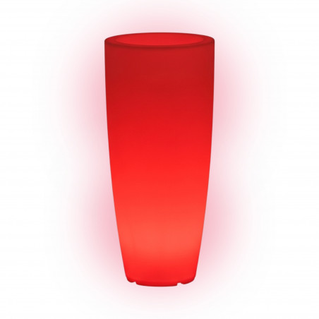 Vaso luminoso alto moderno di design Ø40 H90 in polimero resistente con LED rosso per interno ed esterno - Made in Italy - Monacis