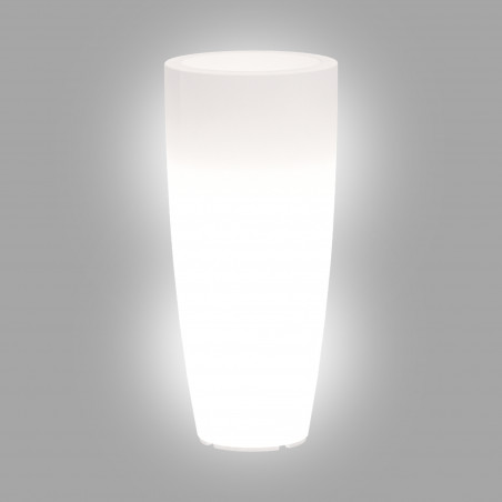 Vaso luminoso alto moderno di design Ø40 H90 in polimero resistente con LED bianco per interno ed esterno - Made in Italy - Monacis