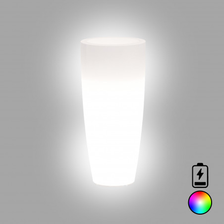 Light Vase in Polymer Monacis Stilo Round Bright - Ø 33 cm. - h 70cm. Multicolor Led with Battery