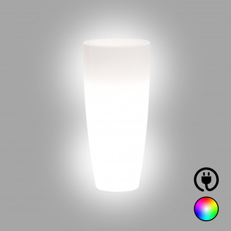 Vaso luminoso moderno di design Ø33 H70 in polimero resistente con LED multicolor con cavo per interno ed esterno - Made in Italy - Monacis