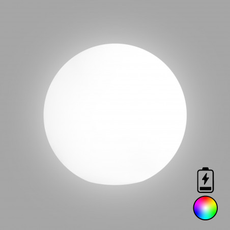 Lampada sfera di design Ø70 in polimero luce multicolor con bateria per interno ed esterno - Made in Italy - Monacis